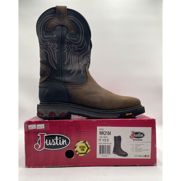 Justin WK2104 TANKER Men's NEW WITH DEFECT Steel-Toe Boot Brown US Size 11.5 - Picture 10 of 10